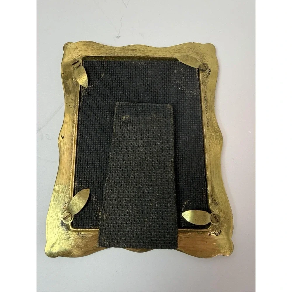 Brass Picture Photo Frame Floral Design Vintage Home Decor Fits 3x4